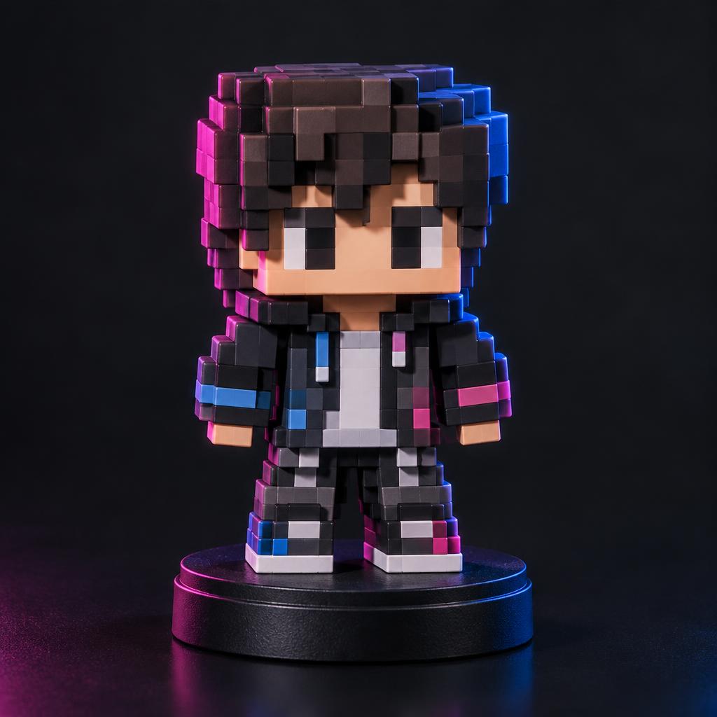 Herói Pixel - Estilo Voxel